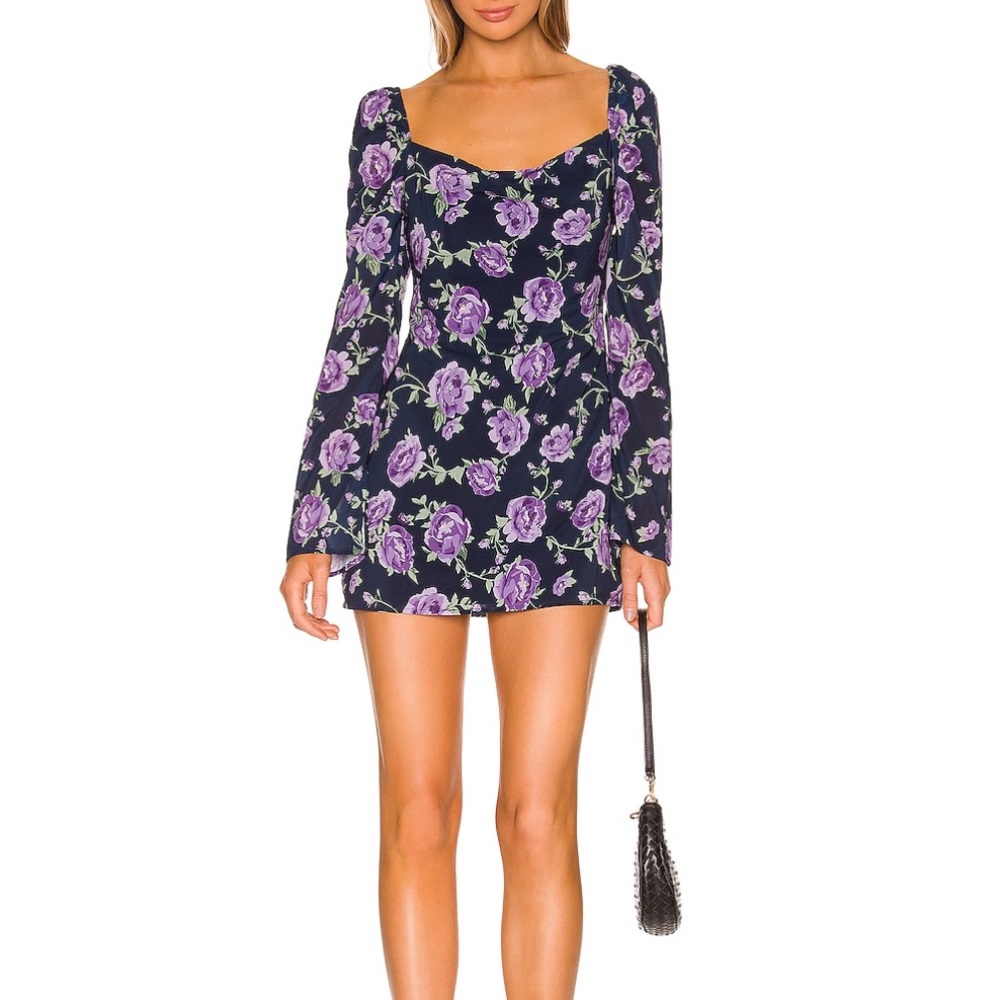MORE TO COME Dorit Mini Dress in Purple Floral